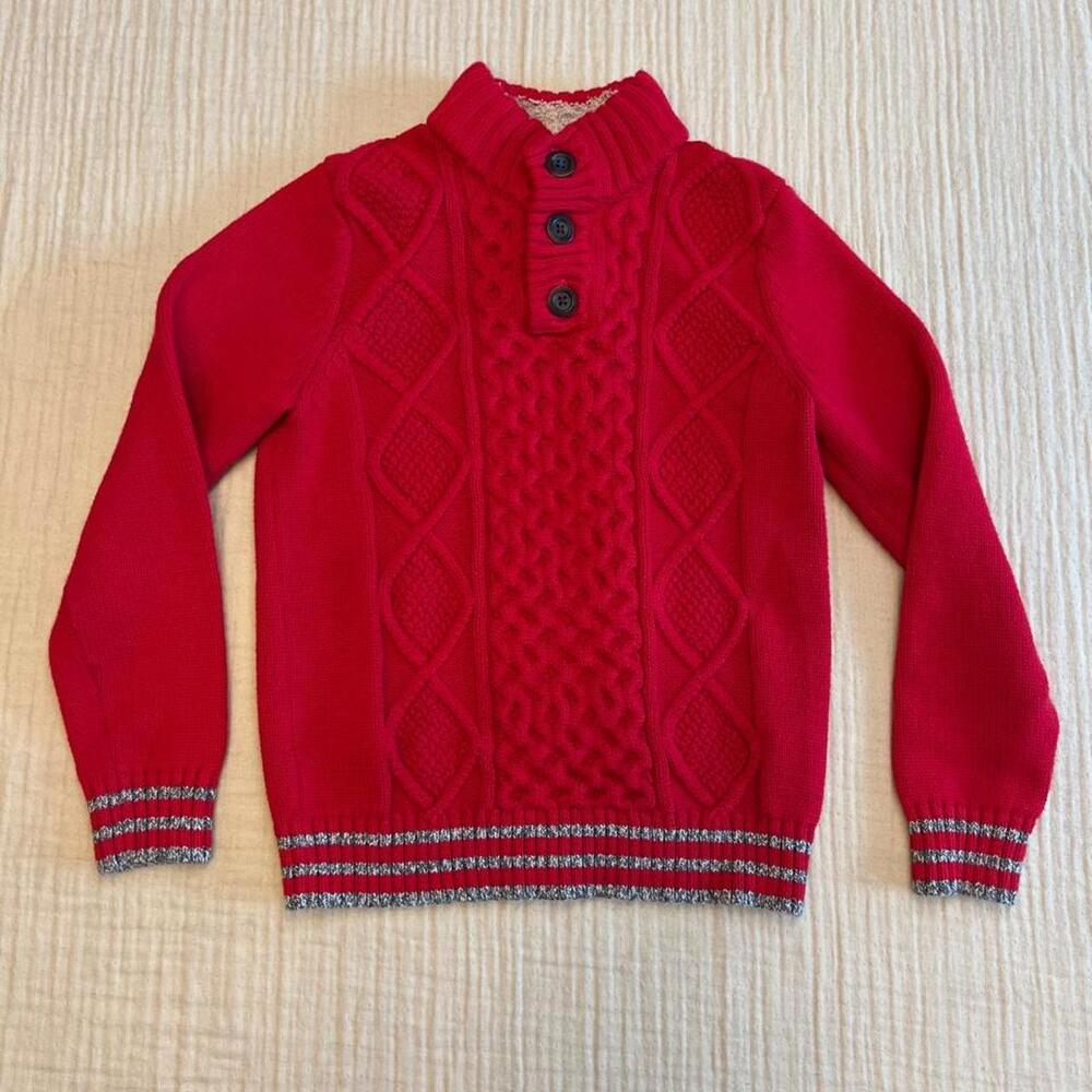 Lands’ End boys cable knit mock neck sweater